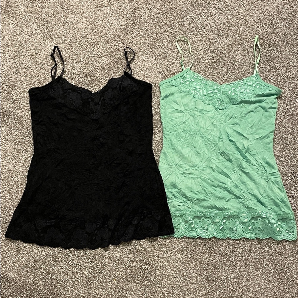 Maurices Black and Mint Lace Camisole Set size Small
